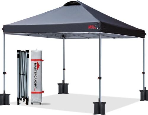 MASTERCANOPY Durable Pop-up Canopy Tent with Roller Bag, 10' x 10'  - Lot 235
