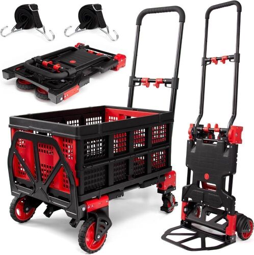 2 in 1 Folding Hand Truck Dolly with Basket - Lot 237