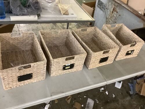 Lot of (4) Wicker Storage Baskets - 3 Bent  - Lot 481
