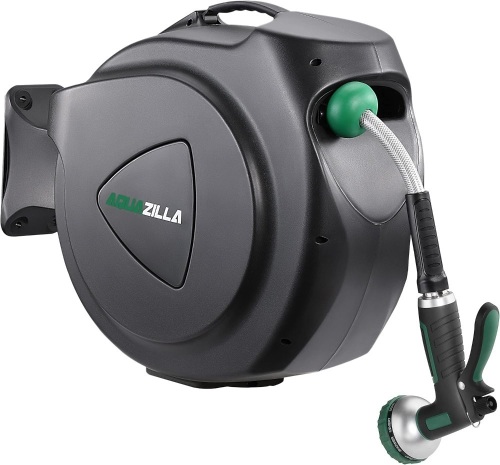 Aquazilla Wall Mounted Retractable Garden Hose Reel 100FT +6FT 5/8"  - Lot 48