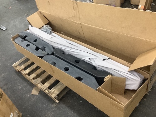 2-Tier Square LED Cantilever Offset Umbrella w/ 360 Rotation, Base - 10x10ft  - Lot 570