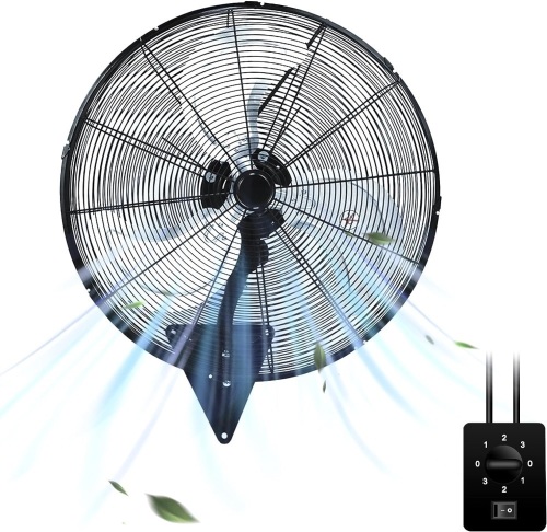 TMWINGS 24 Inch Wall Mount Oscillating Fan, 3 Speed Settings 8500 CFM - Lot 46