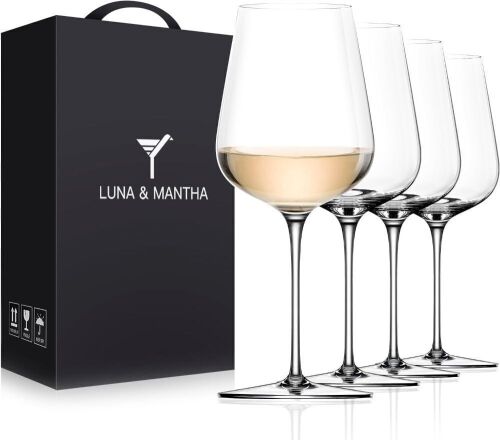 LUNA & MANTHA Crystal Wine Glasses 14oz, Set of 4 - Lot 313