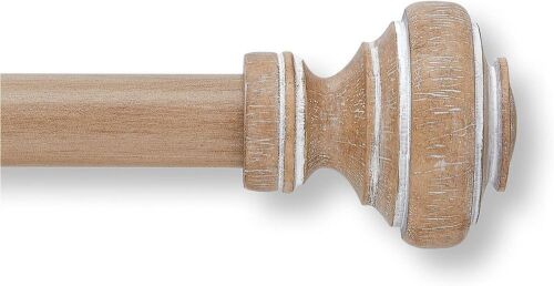  MODE Farmhouse Collection 1 1/8" Diameter Curtain Rod with Porch Doorknob Finials, Fits 36” to 72” Windows, Weathered Oak  - Lot 781