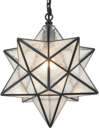  14'' Moravian Star Pendant Light Seeded Glass with Hanging Chain  - Lot 12