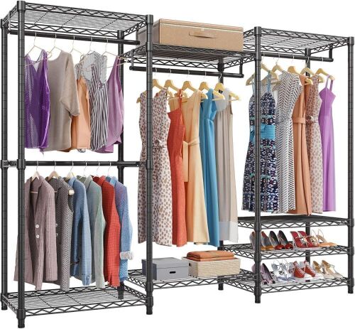  VIPEK V5 Portable Heavy Duty Clothes Rack with 4 Hang Rods & 8 Shelves, 68.9" L x 15.7" W x 76.4" H, Max Load 800LBS - Lot 15