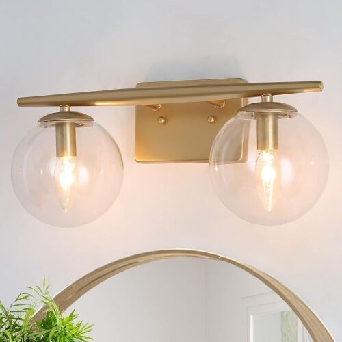  2-Light Gold Vanity Light Fixture, 16’’ L x 6.5’’ W x 8’’ H  - Lot 586