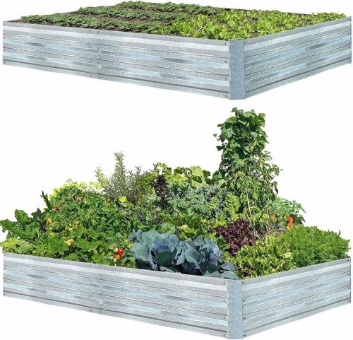 FOYUEE Galvanized Raised Garden Beds, 8x4x1ft, 2 Pack - Lot 289