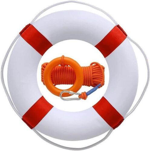 Lifebuoy Set 20Inch Life Preserver Ring and Water Floating Lifesaving Rope  - Lot 610