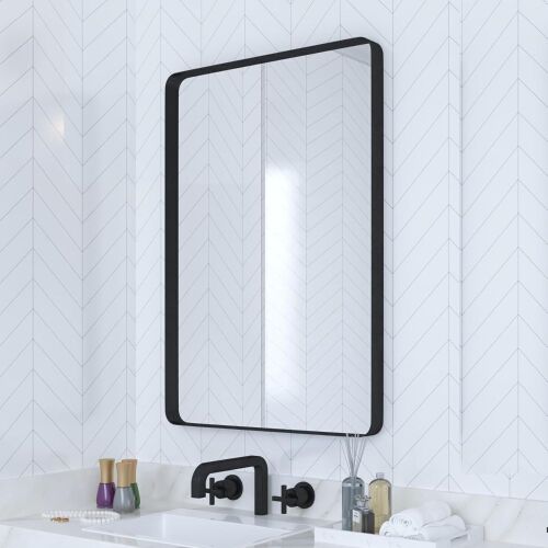 Black Metal Framed Wall Mirror, 22" x 30"  - Lot 597