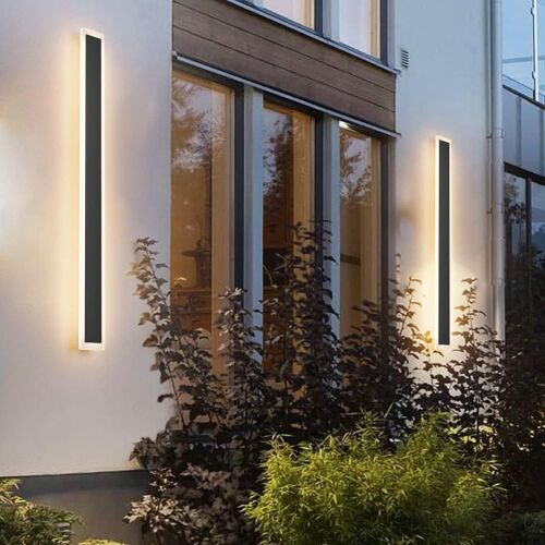Aipsun 2 Pack Black 39.4inch Modern LED Exterior Wall Sconce - Lot 495