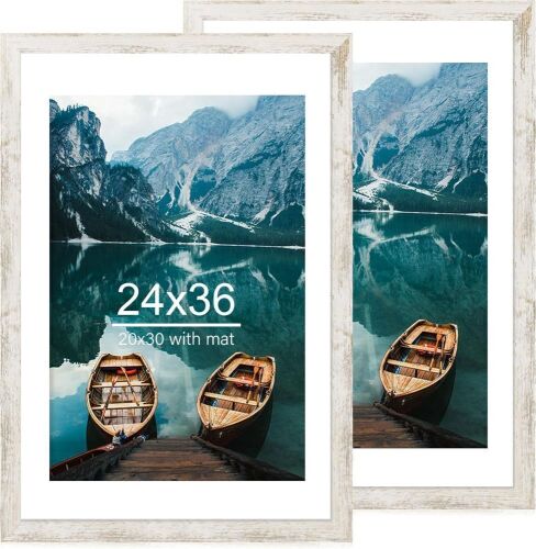 Distressed White Wood Poster Frame, 24" x 36", Set of 2 - Lot 513