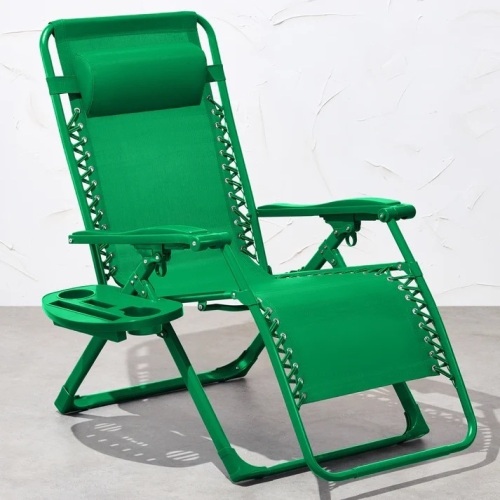Monochromatic Zero Gravity Patio Chair Recliner w/ Side Tray, Headrest - Lot 1917