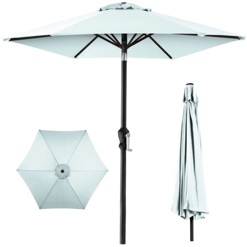 Outdoor Steel Market Patio Umbrella Decoration w/ Tilt, Crank Lift - 10ft - Lot 2076