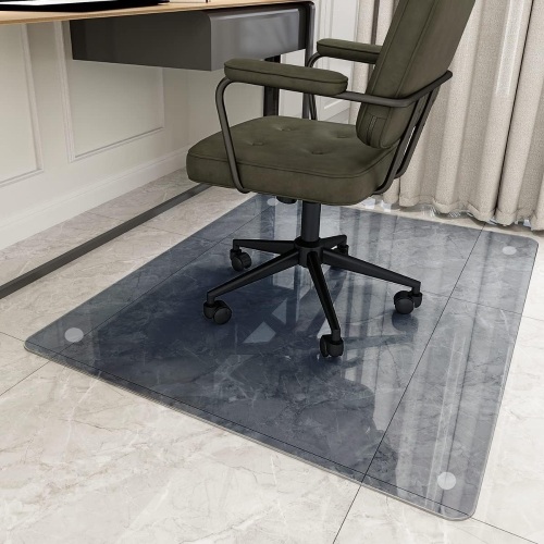 36" x 46" Chair Mat for Carpet - Office Chair Mat - Tempered Glass Floor Mat for Home/Office/Carpet Clear Computer Floor Mat - with 4 Anti-Slip Pads - Lot 2011