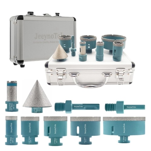 Diamond Core Drill Bits Set 9pcs (1",1-3/8",2",2-1/2",4" Drill Bit+2"(50mm) Beveling Chamfer Bit+4/5" Drilling Milling Bit+Adapter) for Ceramic,Tile,Marble,Porcelain with 5/8-11 Thread - Lot 2021