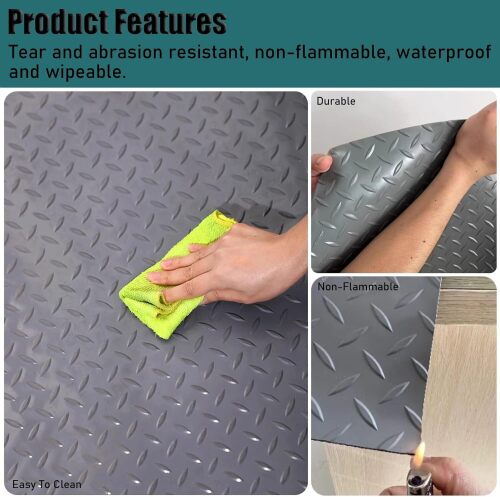 Garage Patio Floor Mat Gray Rubber Mat Roll, Heavy Duty Non-Slip Waterproof - Lot 2108