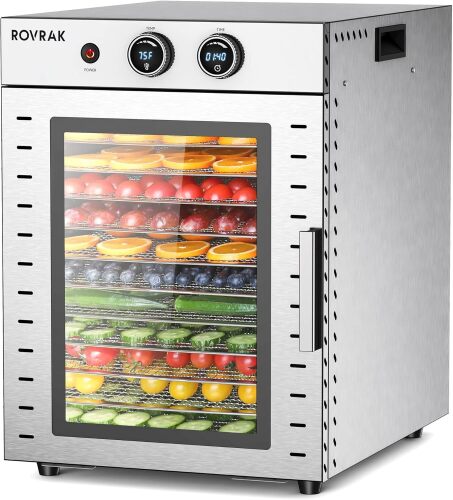 Food Dehydrator for Jerky, Fruit, Meat, Herbs, 12-Tray Stainless Steel Dehydrator Machine - Lot 2116