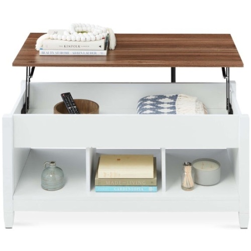 Multifunctional Lift Top Coffee Table w/ Hidden Storage, 3 Cubbies - Lot 2037