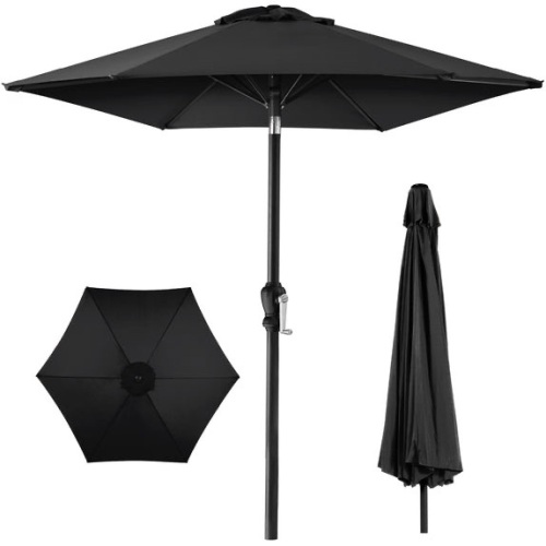 Outdoor Steel Market Patio Umbrella Decoration w/ Tilt, Crank Lift - 10ft - Lot 2106