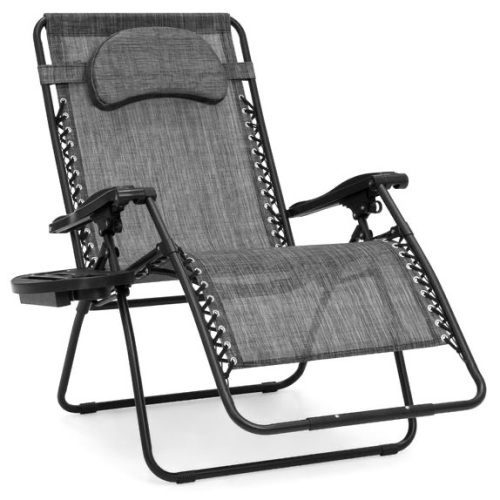 Oversized Reclining Zero Gravity Chair Lounger w/ Cup Holder, Pillow - Lot 2118