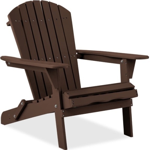 Folding Wooden Adirondack Chair, Accent Furniture w/ Natural Woodgrain - Lot 2149