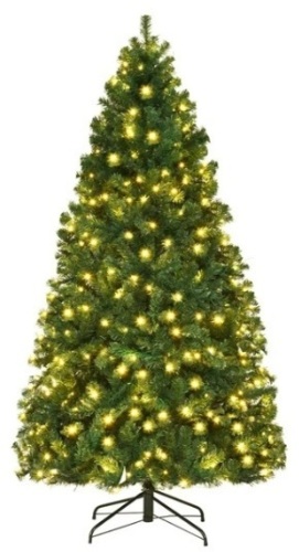 Costway 7Ft Pre-Lit PVC Hinged Christmas Tree 300 LED Lights Green - Lot 58