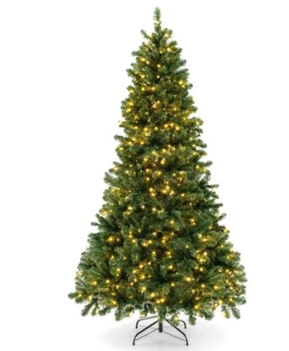 Costway 6 FT Artificial Xmas Tree with 821 PVC Branch Tips 560 Warm White LED Lights - Lot 65
