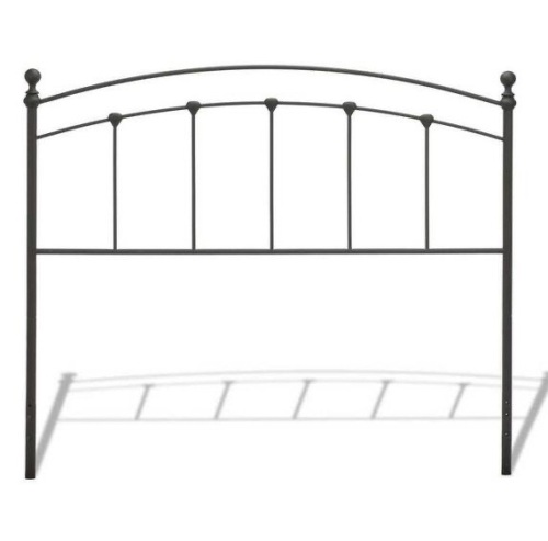 Sanford Matte Black Full-Size Metal Headboard with Castings and Round Finial Posts - Lot 66