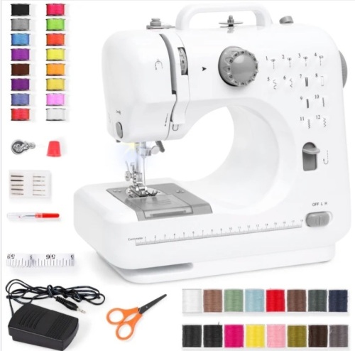 6V Portable Foot Pedal Sewing Machine w/ 12 Stitch Patterns - Lot 99