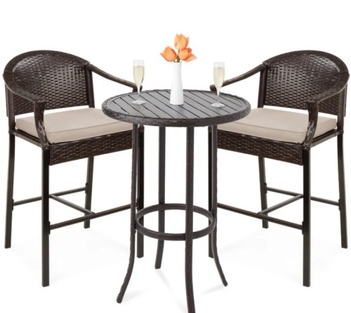 Set of 2 Bar Stools with Footrests and cushions-chairs only - Lot 110