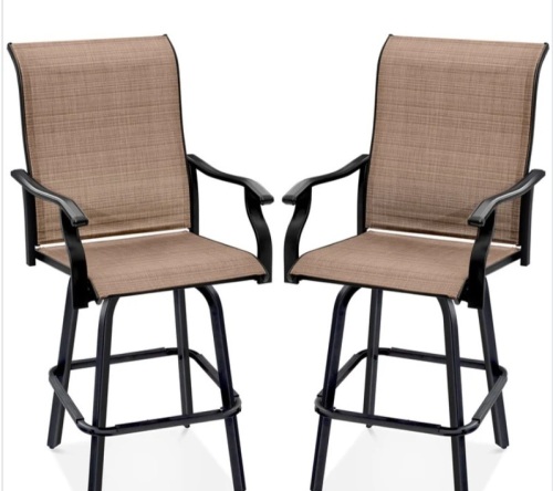 Set of 2 Swivel Barstools w/ 360 Rotation, All-Weather Mesh - Lot 124