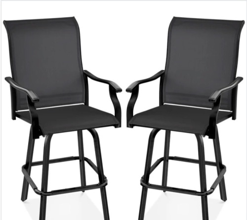 Set of 2 Swivel Barstools w/ 360 Rotation, All-Weather Mesh - Lot 126