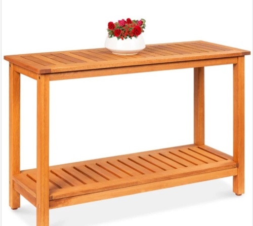 2-Shelf Wooden Console Table Storage Organizer w/ Natural Finish - 48in - Lot 127