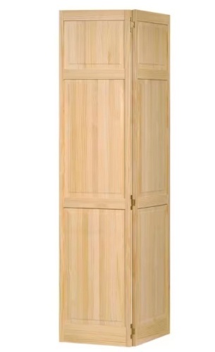 24 in. x 80 in. 24 in. Clear 2-Panel Solid Core Unfinished Wood Interior Closet Bi-Fold Door - Lot 128