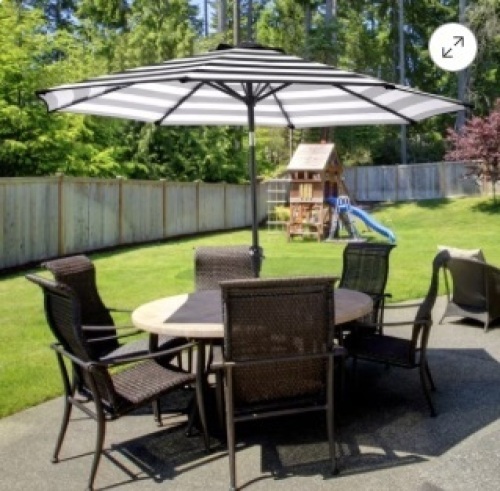 Pure Garden 9 Ft Patio Umbrella, Black and White - Lot 145
