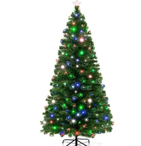 Pre-Lit Fiber Optic Pine Christmas Tree w/ Multicolor & LED Lights 7ft - Lot 154