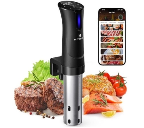 BLITZHOME Sous Vide Machine, WiFi APP Included, 1100W Sous Vide Cooker with Accurate Temperature & Timer, Ultra Quiet Stainless Precision Immersion Circulator Device, Kitchen Gadgets with Recipes… - Lot 200b