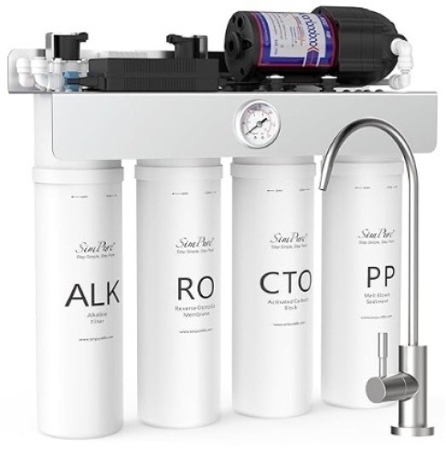 SimPure Alkaline UV Reverse Osmosis System, NSF/ANSI 58 Certified, Tankless RO Water Filter System 400 GPD, pH+ Remineralization Water Filtration Under Sink, BPA Free, Built-in Pump $269.99 - Lot 50d