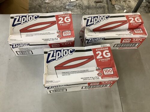 Lot of (3) Ziploc 2 Gallon Storage Bags, 100ct  - Lot 451