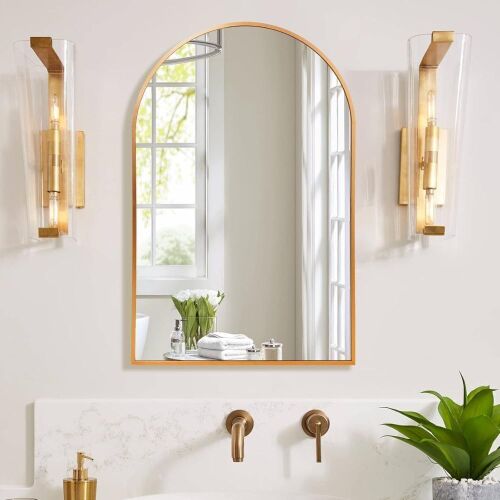 Gold Frame Arched Wall Mirror 20" x 30"  - Lot 773