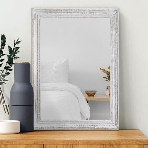 MWAZZLL Wall Mirror 26"x18" with Rustic Wood Frame  - Lot 515