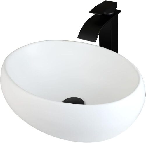 Lonuebu 16" Ceramic Vessel Sink with Faucet and Drain - Lot 805