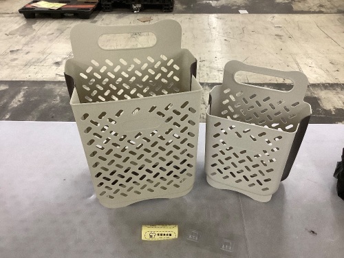 Plastic Collapsible Hanging Laundry Baskets with Carry Handle - Lot 466