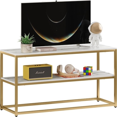 Function Home 42" TV Stand, White Marble/Gold - Lot 264