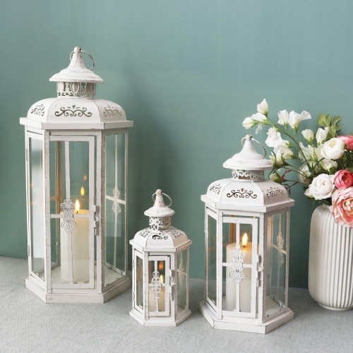 JHY DESIGN Set of 3 Decorative Candle Lanterns 20''&14"&10" H - Lot 394