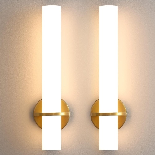 AIJIASI Gold Dimmable Wall Sconces 18W 3000K, Set of 2 - Lot 502