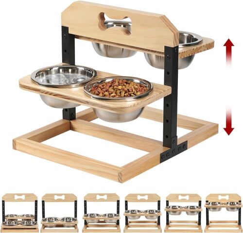 CILXGQLN Elevated Dog Bowl Stand, 4 Stainless Steel Bowls - Lot 727