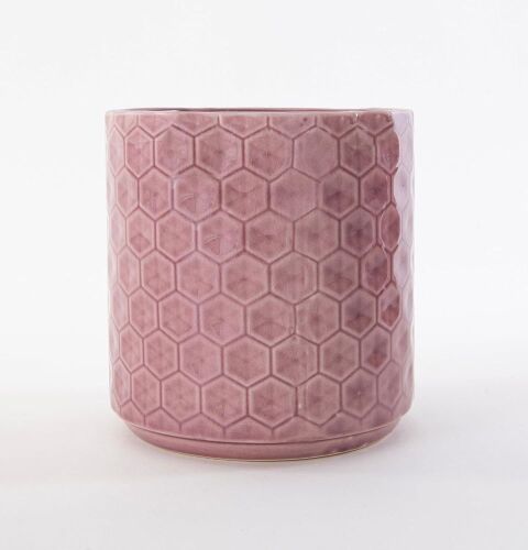SaBrissi 6.5 inch Rose Pink Decorative Ceramic Indoor Planter Pot  - Lot 629