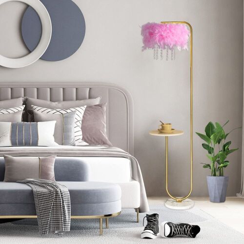 Unique Led Pink Feather Floor Lamp - Lot 707
